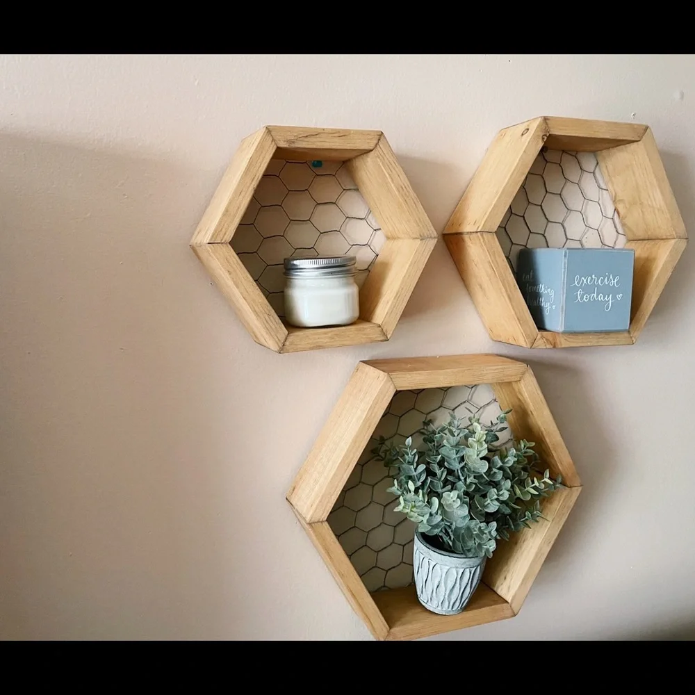 Handmade Hexagon Shelving Set of Three